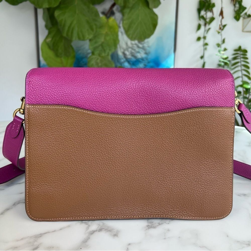 COACH Tabby Shoulder Bag In Colorblock Hibiscus Pink Brown Brass Crossbody 76106 - Picture 6 of 16